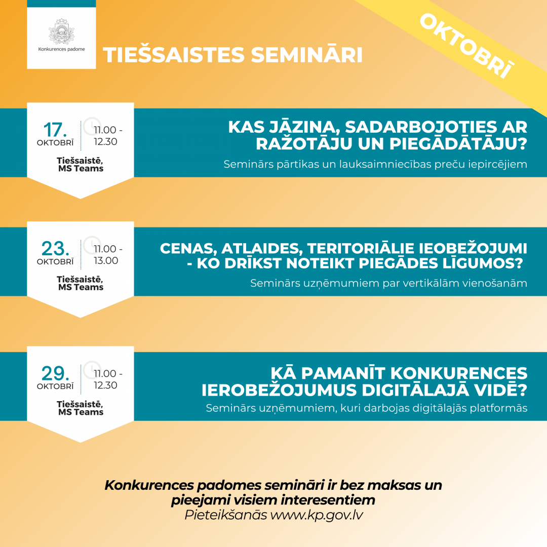 Tiešsaistes semināri oktobrī